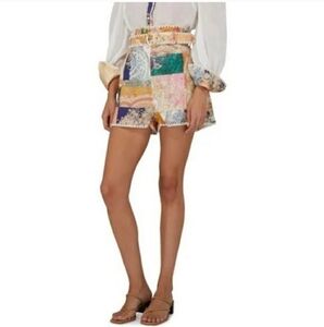 Magaschoni 100% Linen Paisley Patchwork Shorts - Size 10 - NWT